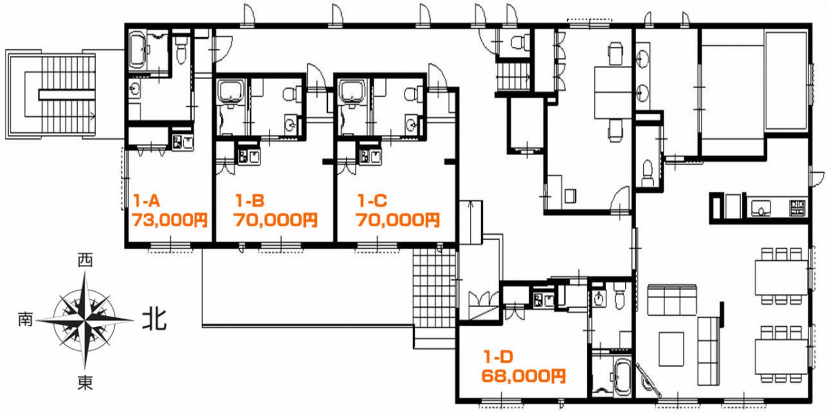 1階の各部屋の料金